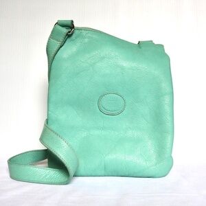 ROOTS Canada Green Venetian Village Leather Crossbody Purse Messenger Bag